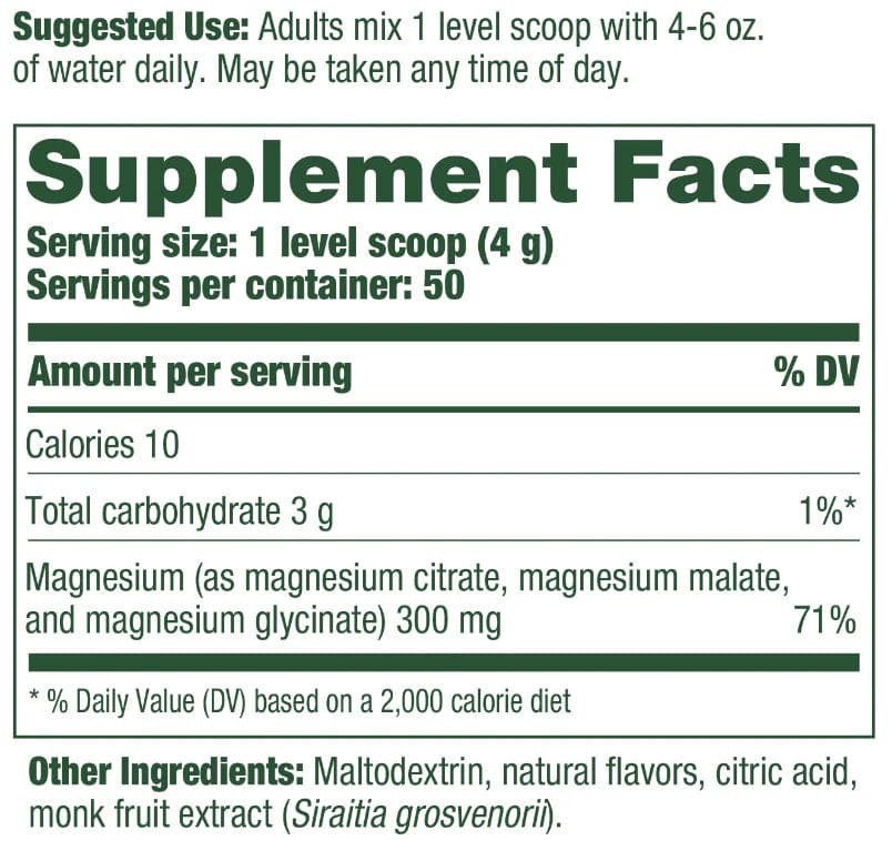 MegaFood Relax + Calm Magnesium Powder - Blackberry Hibiscus Oasis Flavor Ingredients