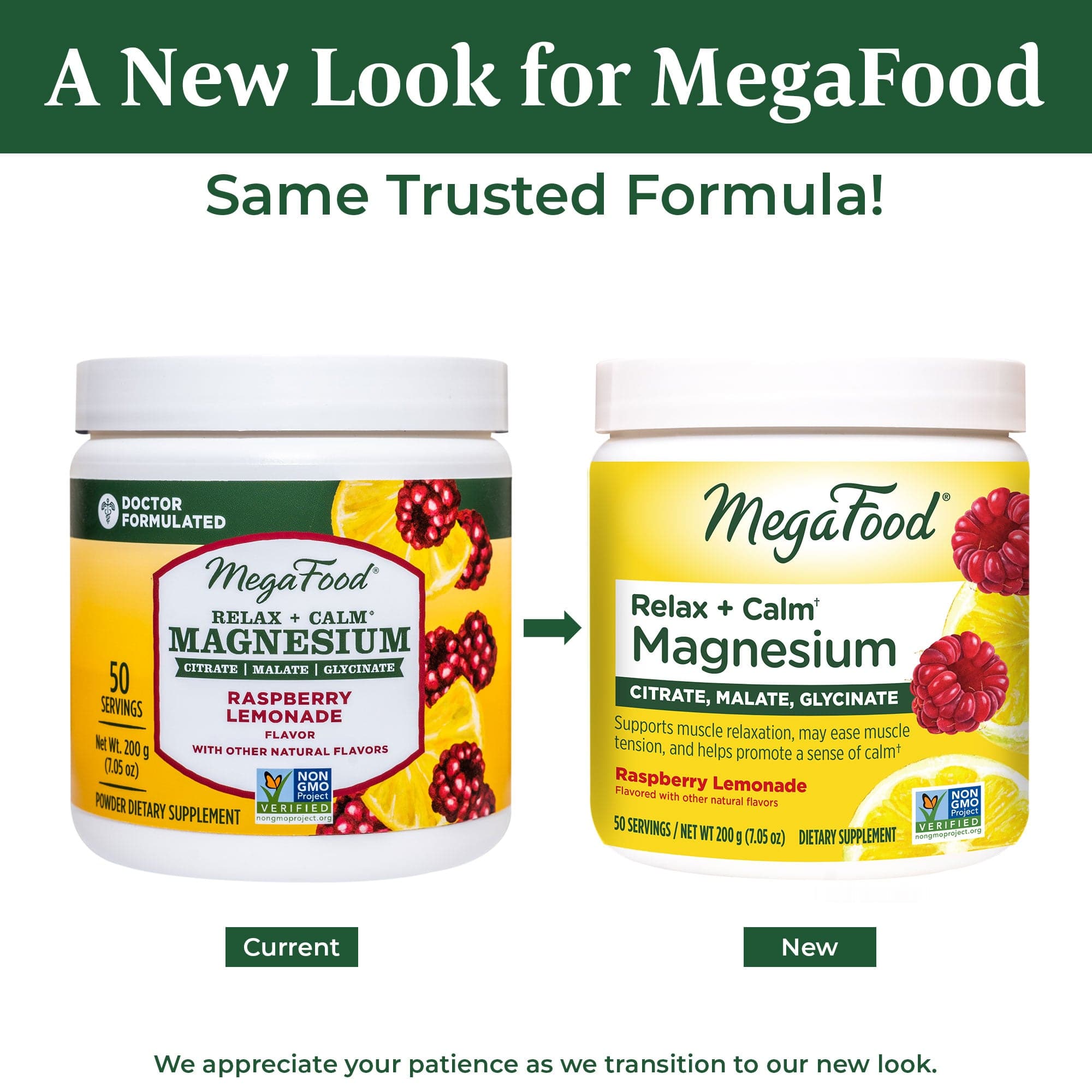 MegaFood Relax + Calm Magnesium - Raspberry Lemonade Flavor New Look