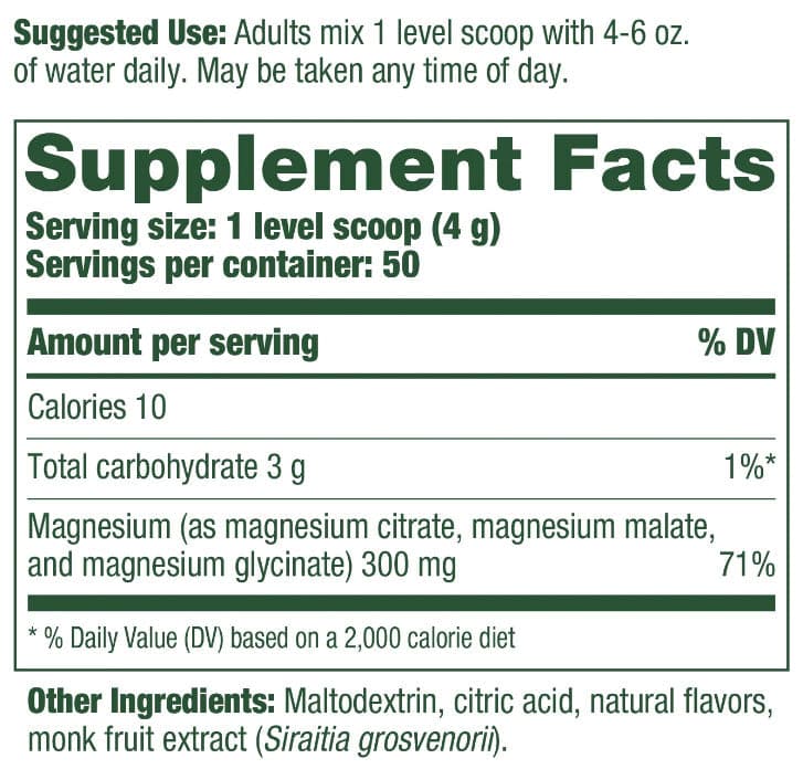MegaFood Relax + Calm Magnesium - Raspberry Lemonade Flavor Ingredients