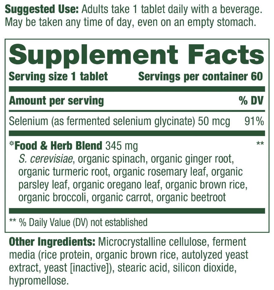 MegaFood Selenium Ingredients