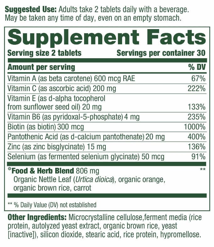 MegaFood Skin, Nails, & Hair 2 Ingredients