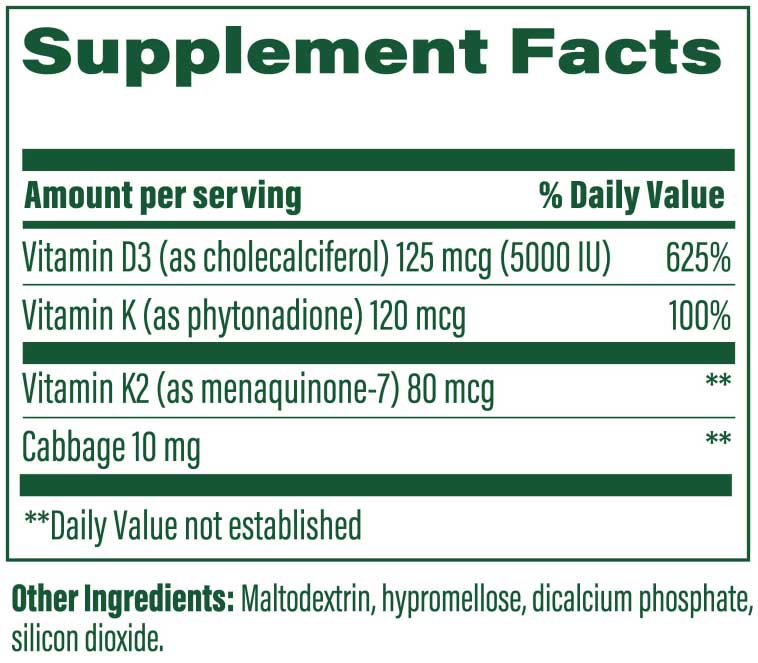 MegaFood Vitamin D3 & K2 Ingredients