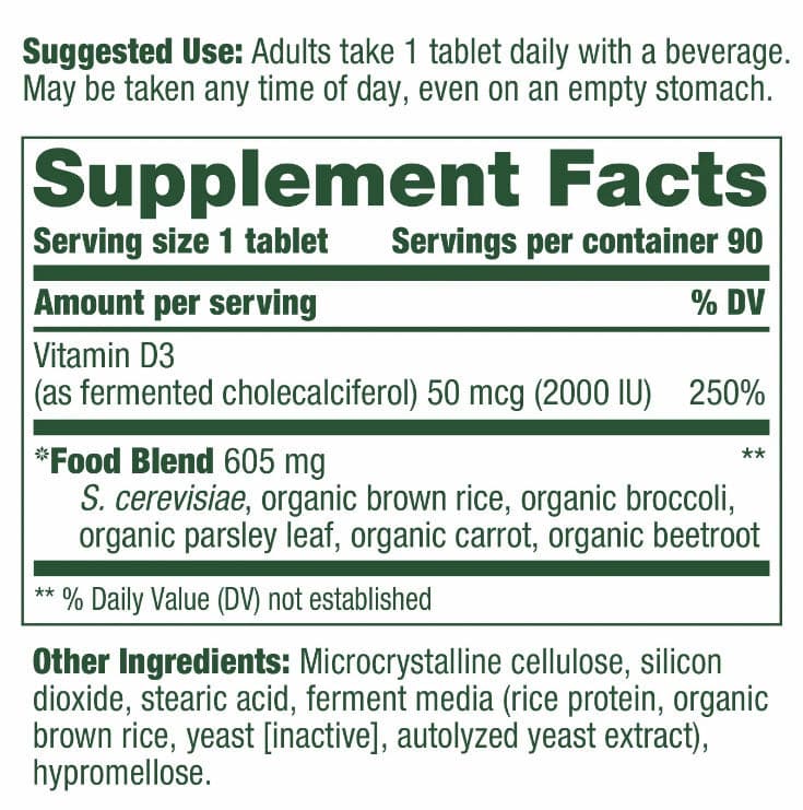 MegaFood Vitamin D3 2000 IU (50 mcg) Ingredientrs