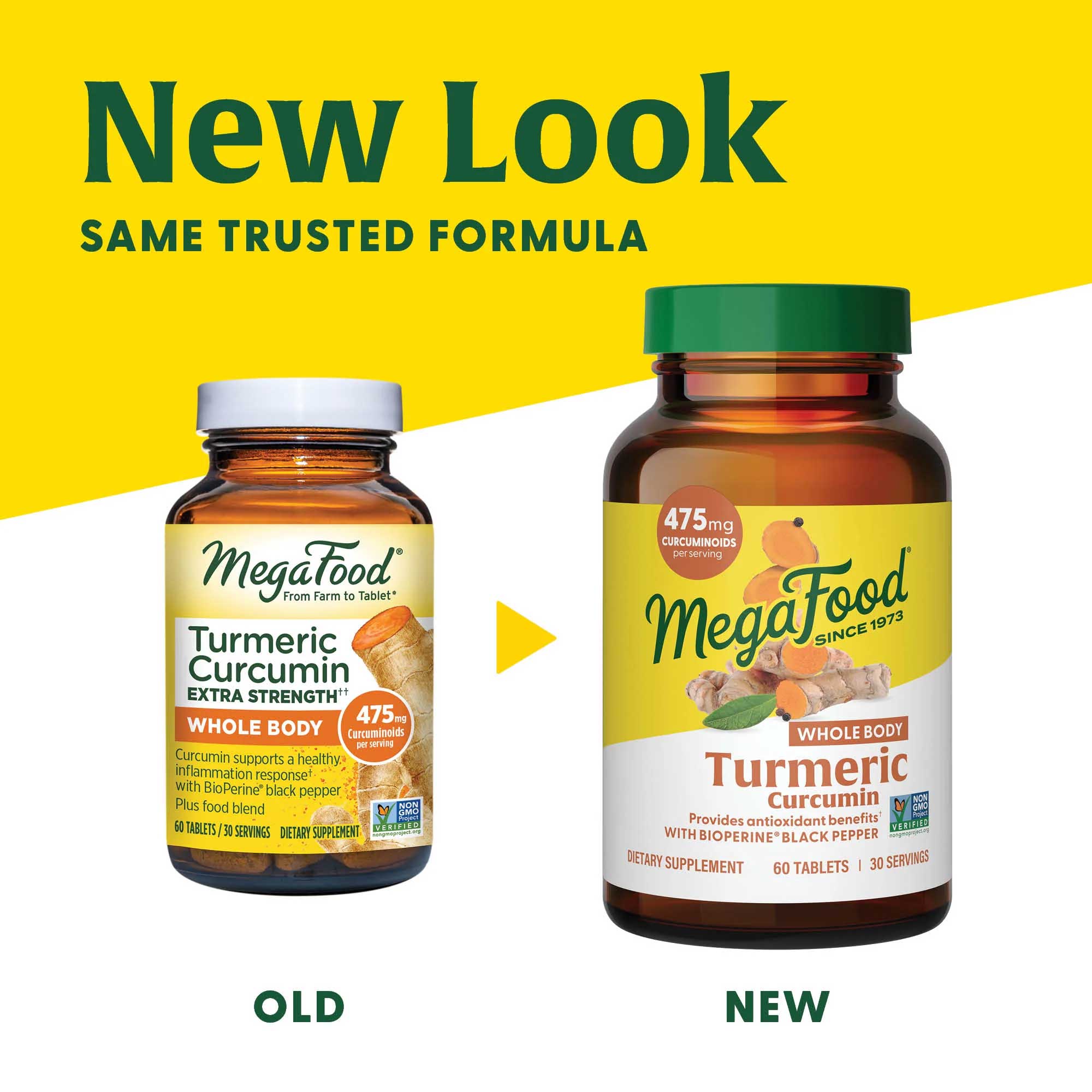 MegaFood Whole Body Turmeric Curcurmin (Formerly Turmeric Curcumin Extra Strength) New Look