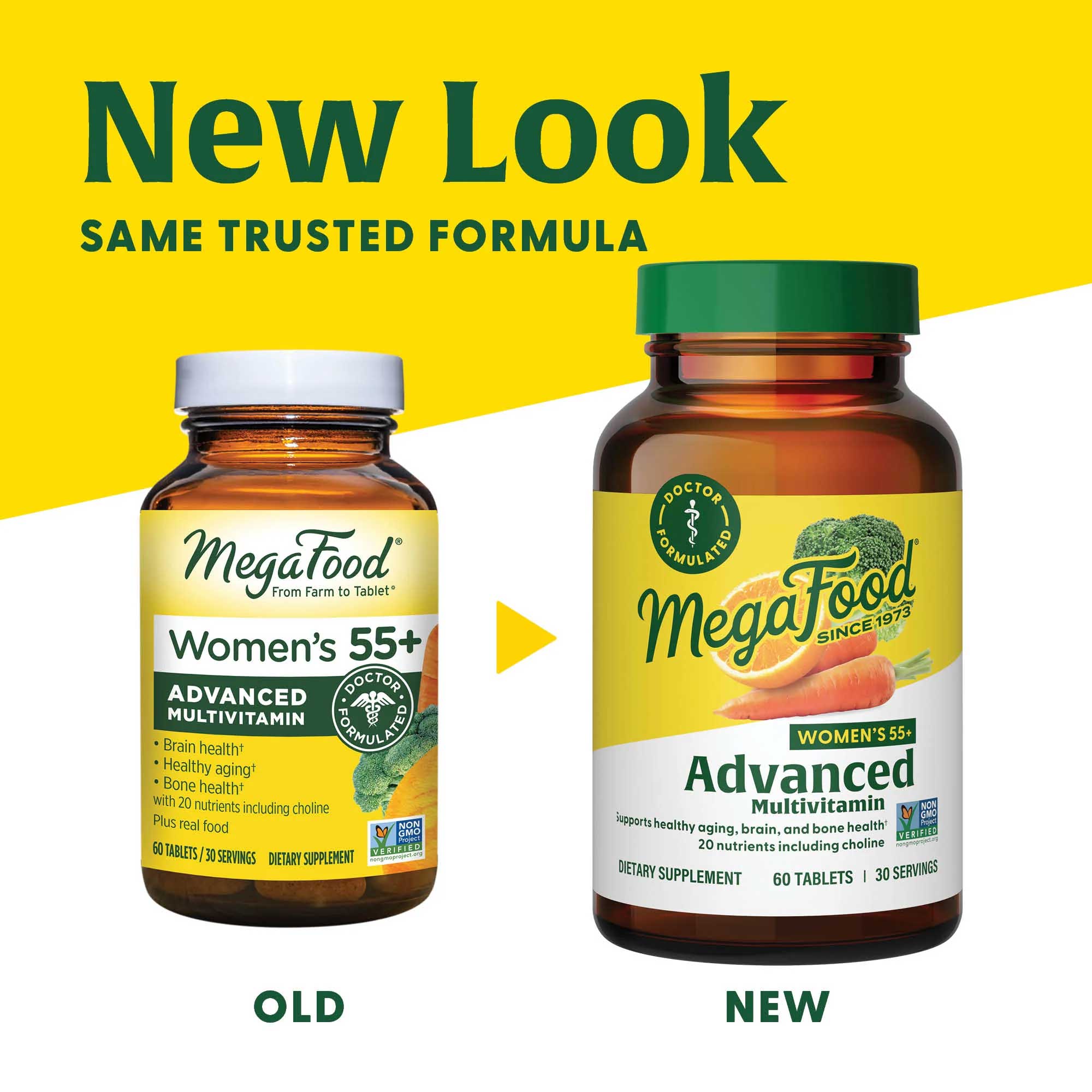 MegaFood Women's 55+ Advanced Multivitamin (Formerly Multi For Women 55+) New Look