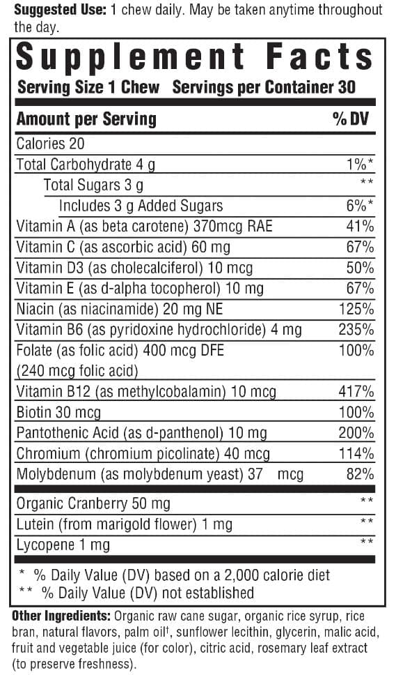 MegaFood Women's One Daily Multivitamin Soft Chews Ingredients