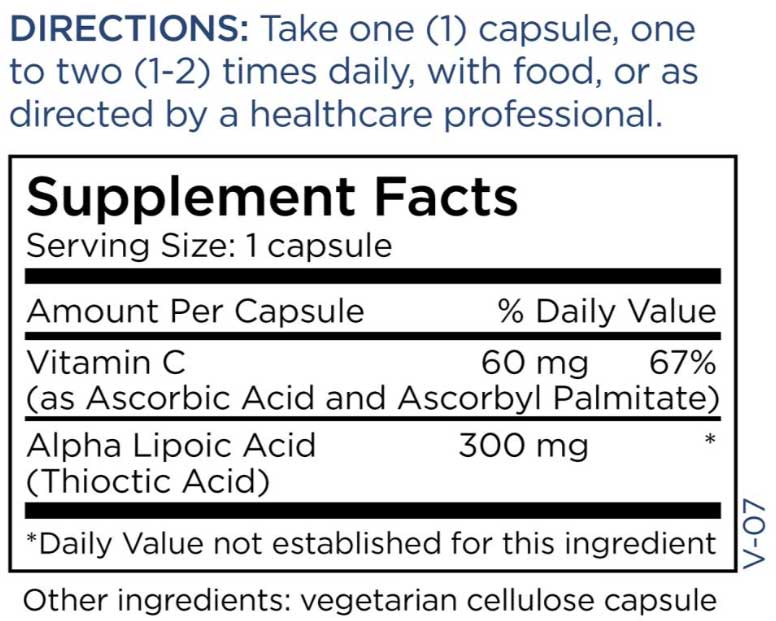 Metabolic Maintenance Alpha Lipoic Acid Ingredients