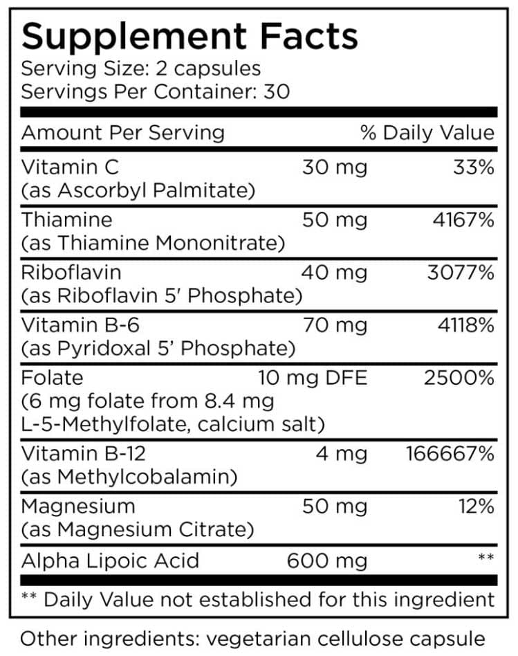 Metabolic Maintenance NERVEsustain Ingredients