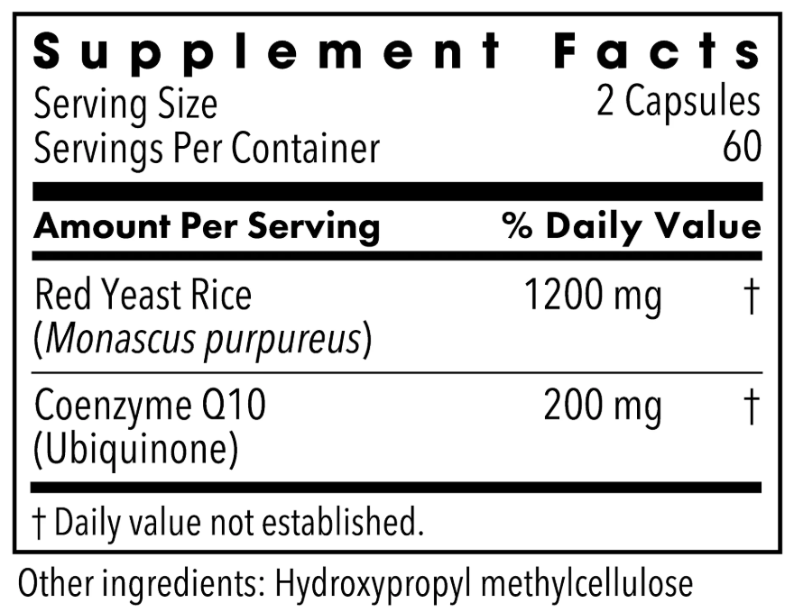 Metabolic Maintenance Red Yeast Rice with CoQ10 Ingredients