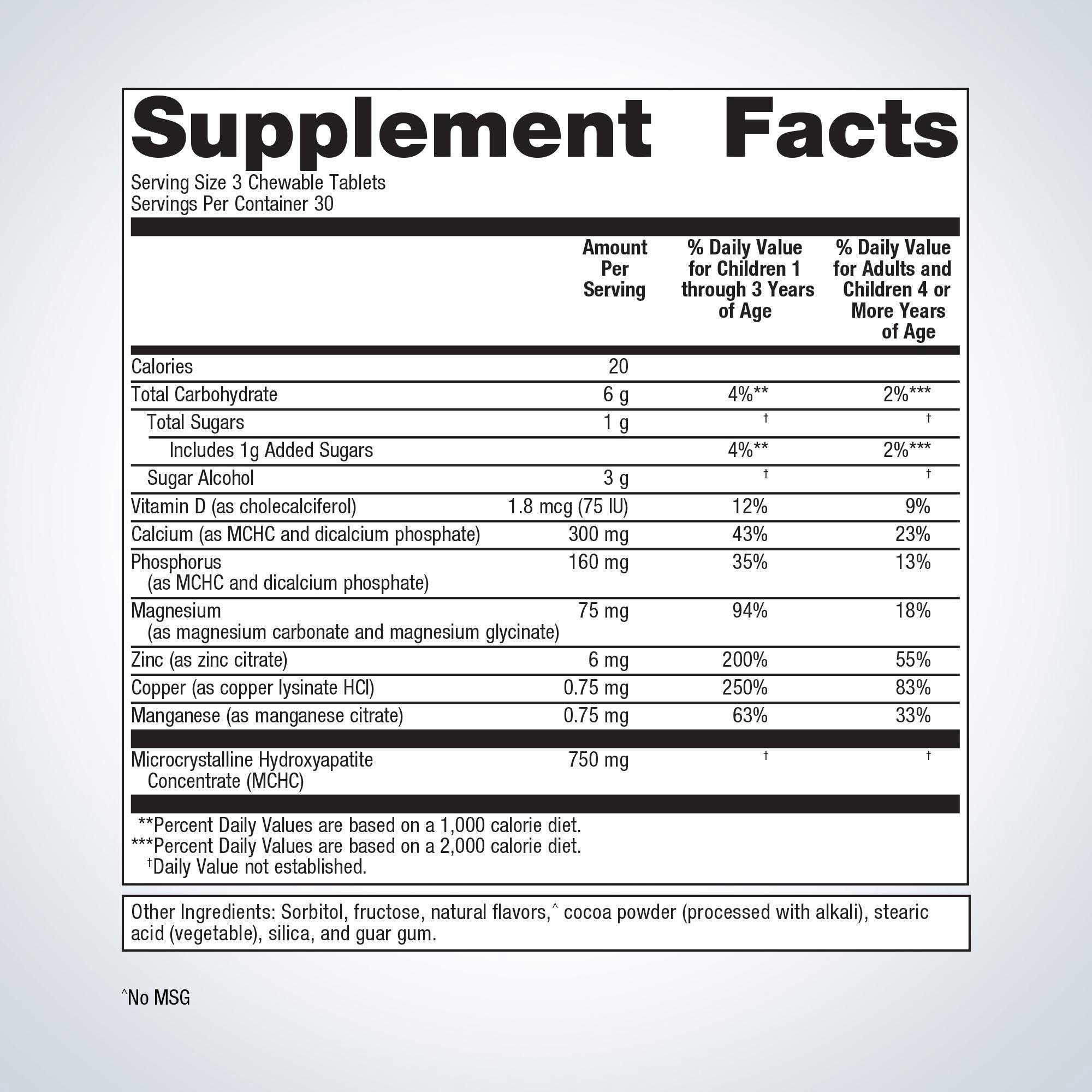Metagenics Bone Builder Chewable Ingredients