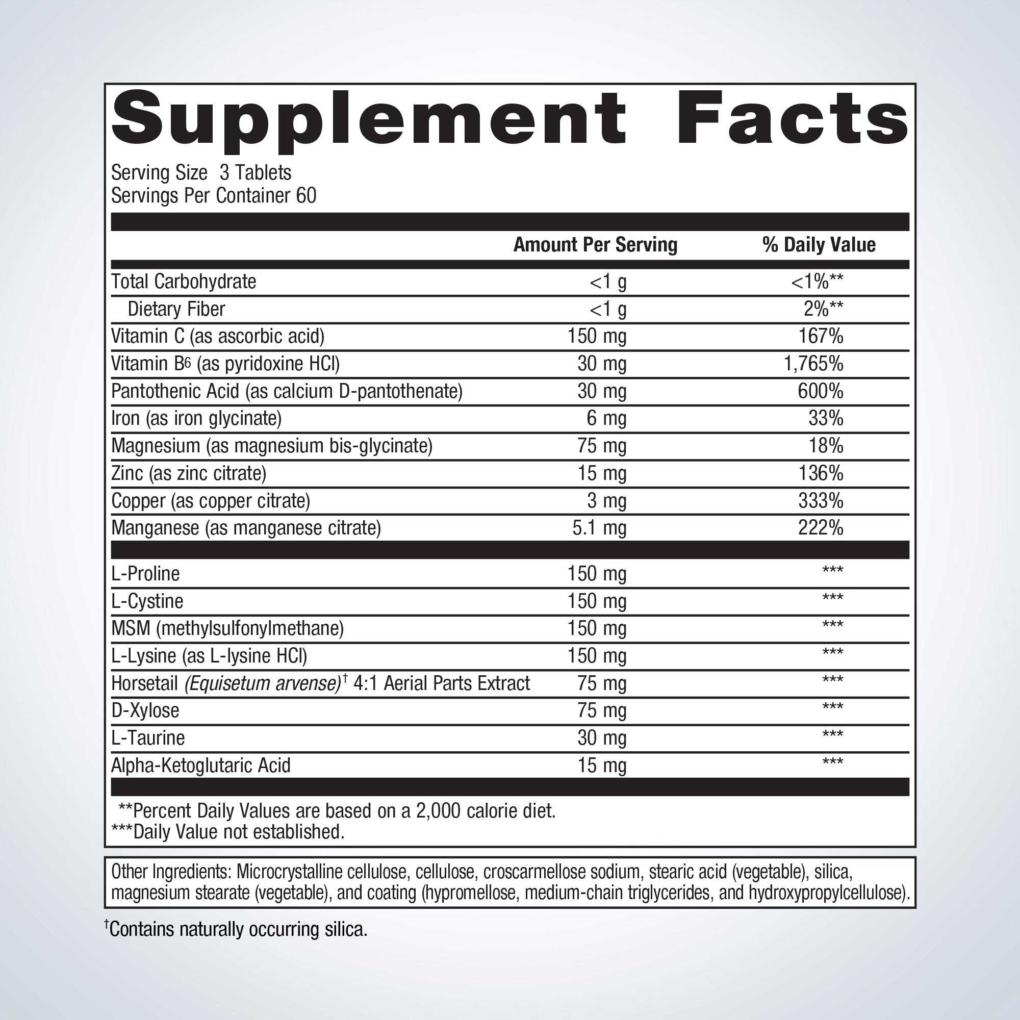 Metagenics Collagenics Ingredients