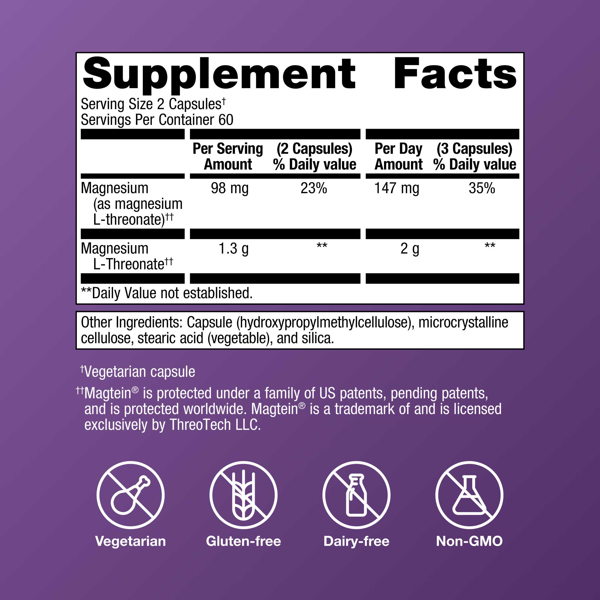 Metagenics Magtein Magnesium L-Threonate Ingredients