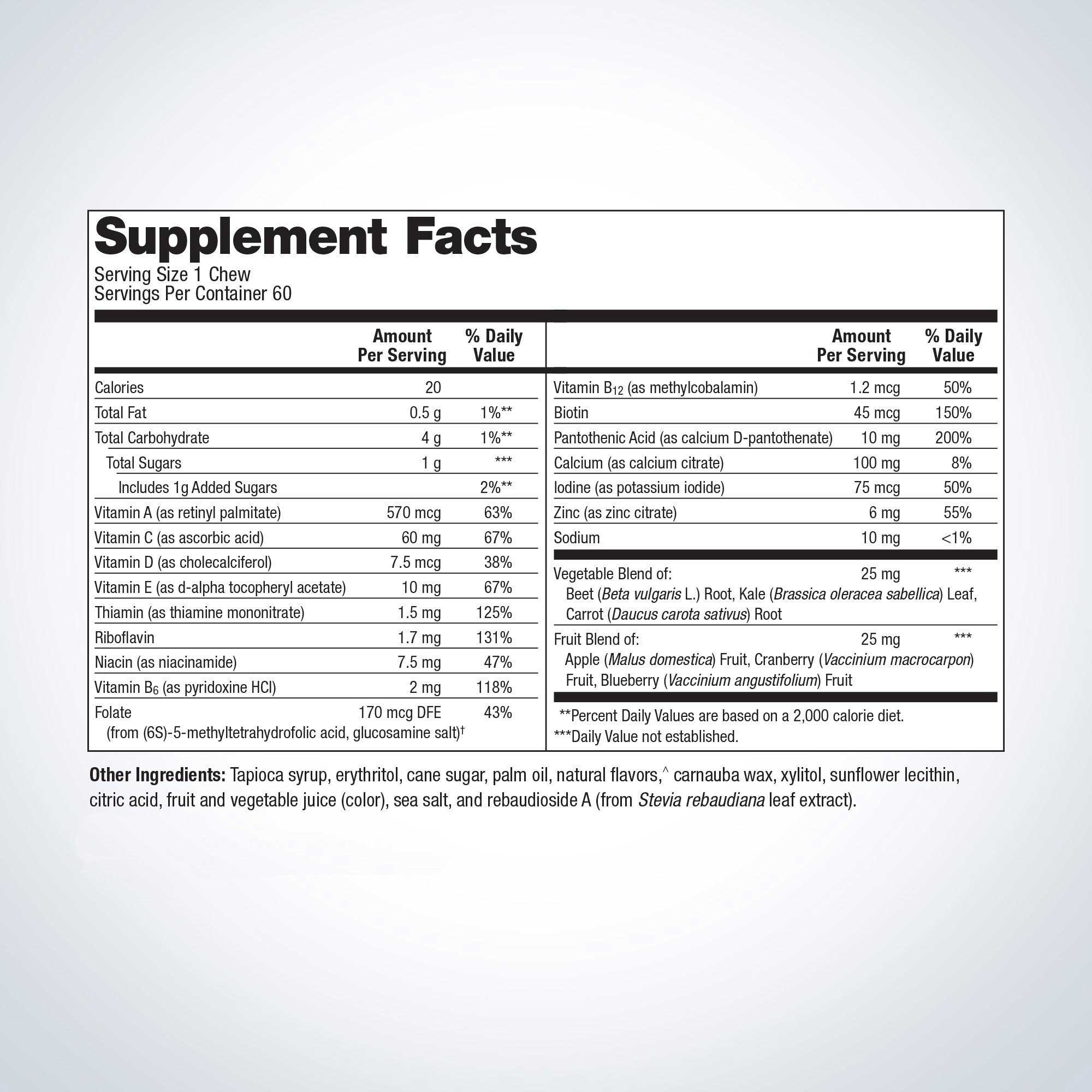 Metagenics MetaKids Multivitamin Ingredients