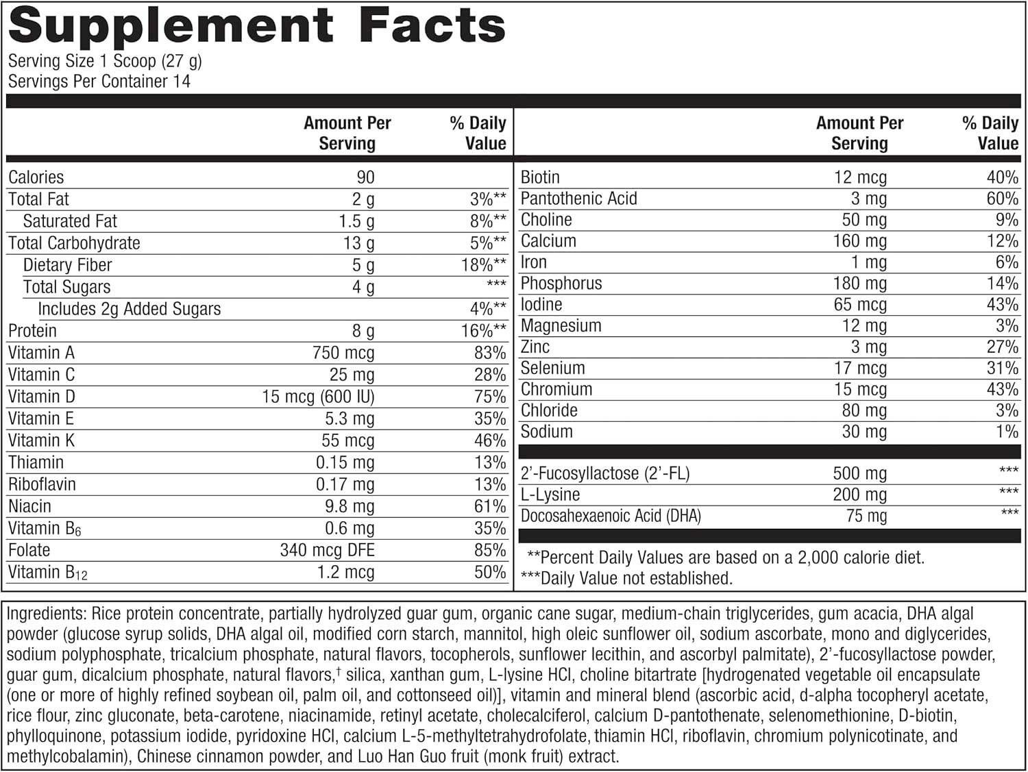 Metagenics MetaKids Nutrition Powder Ingredients