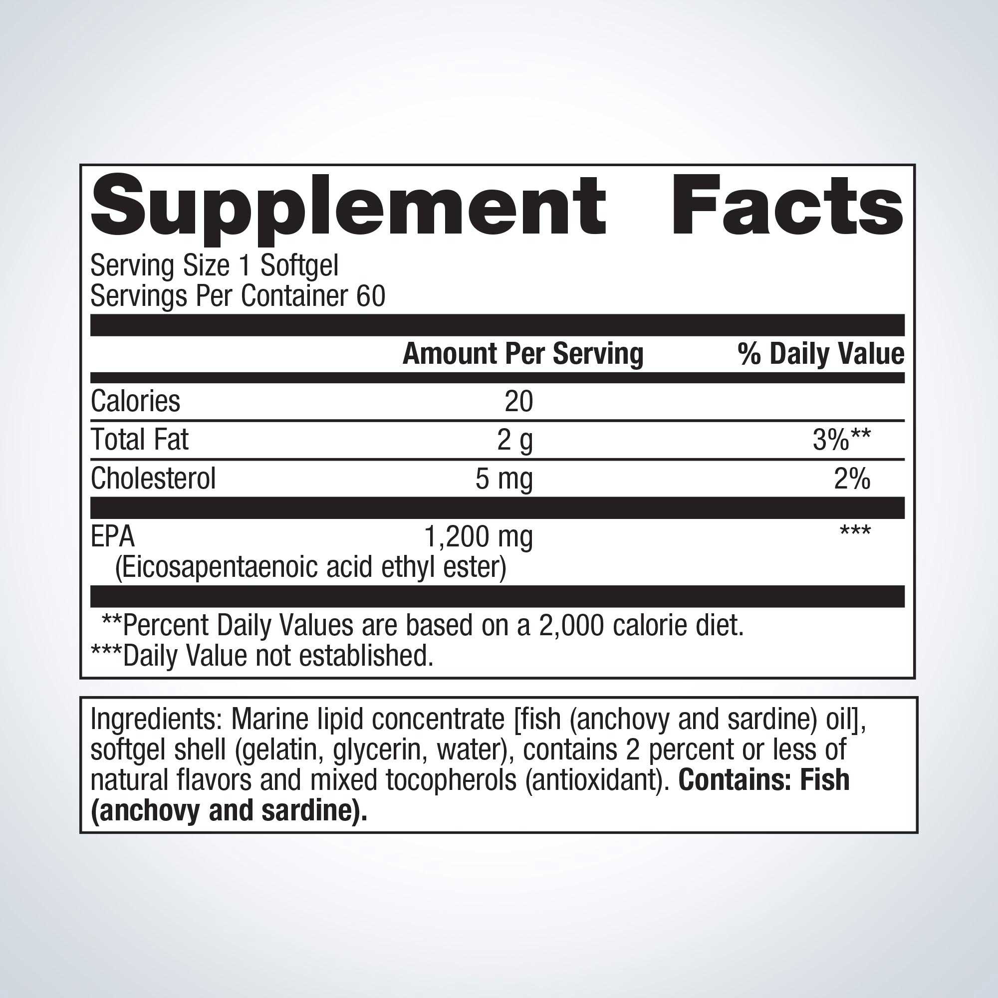 Metagenics OmegaGenics Fish Oil EPA 1200 mg Ingredients