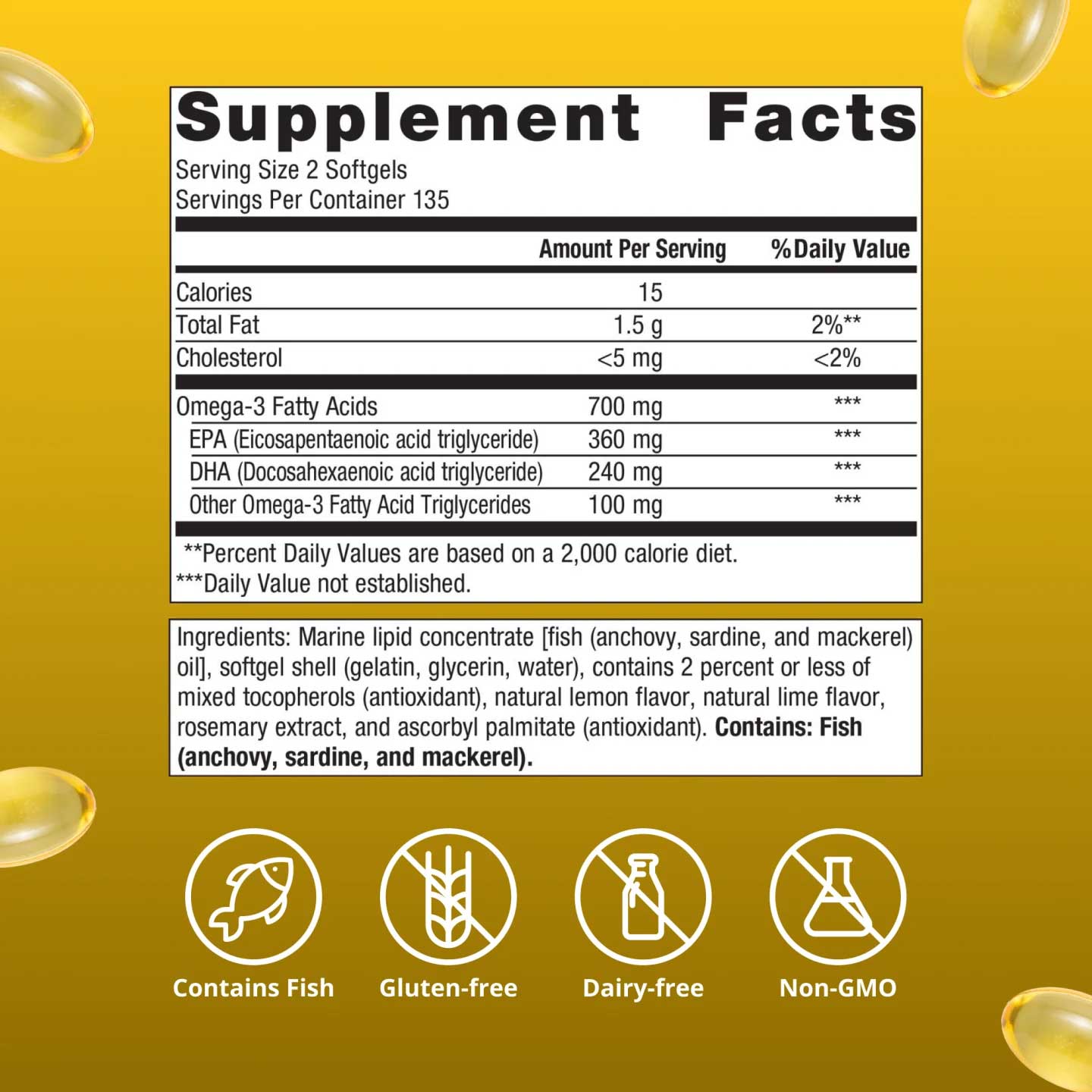 Metagenics OmegaGenics Fish Oil EPA-DHA 300 mg Ingredients