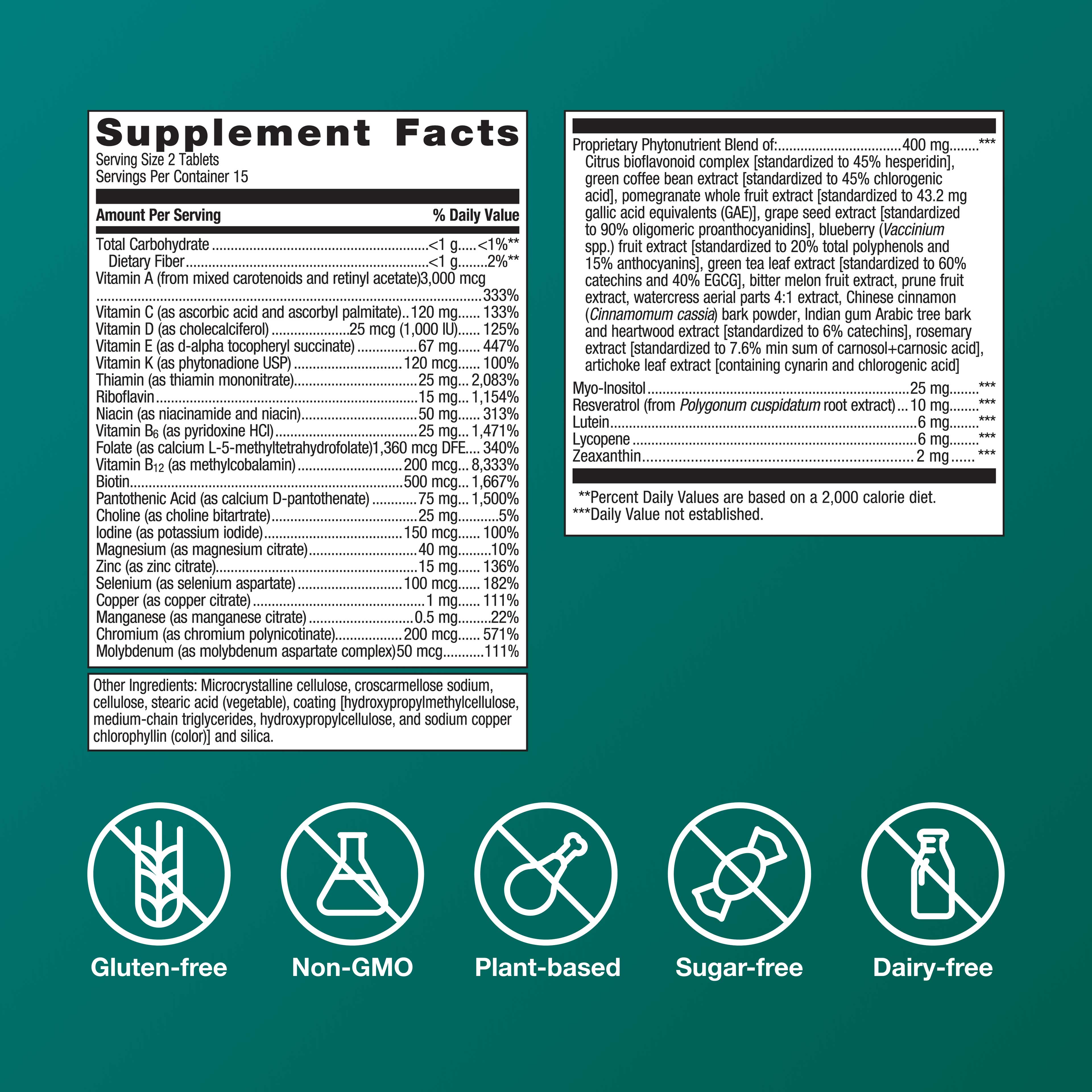 Metagenics PhytoMulti Multivitamin Ingredients