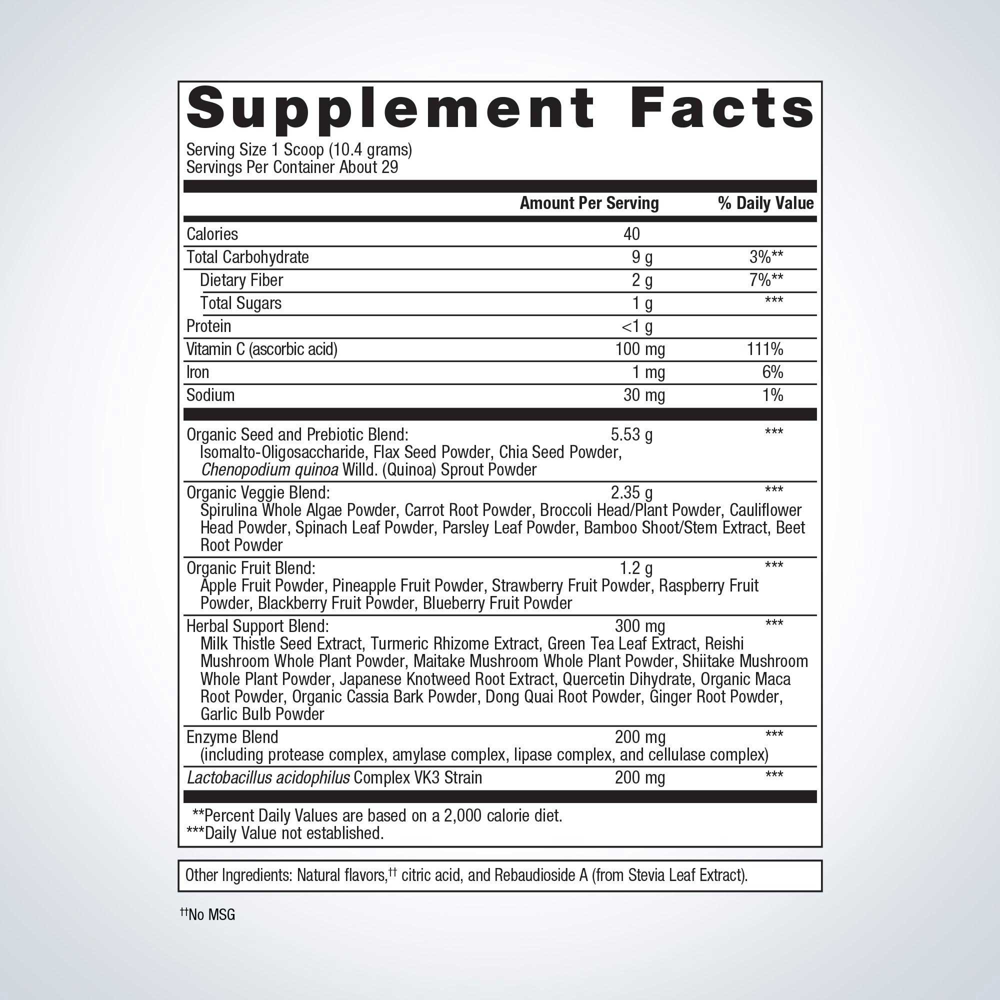 Metagenics PhytoMulti Superfoods Ingredients
