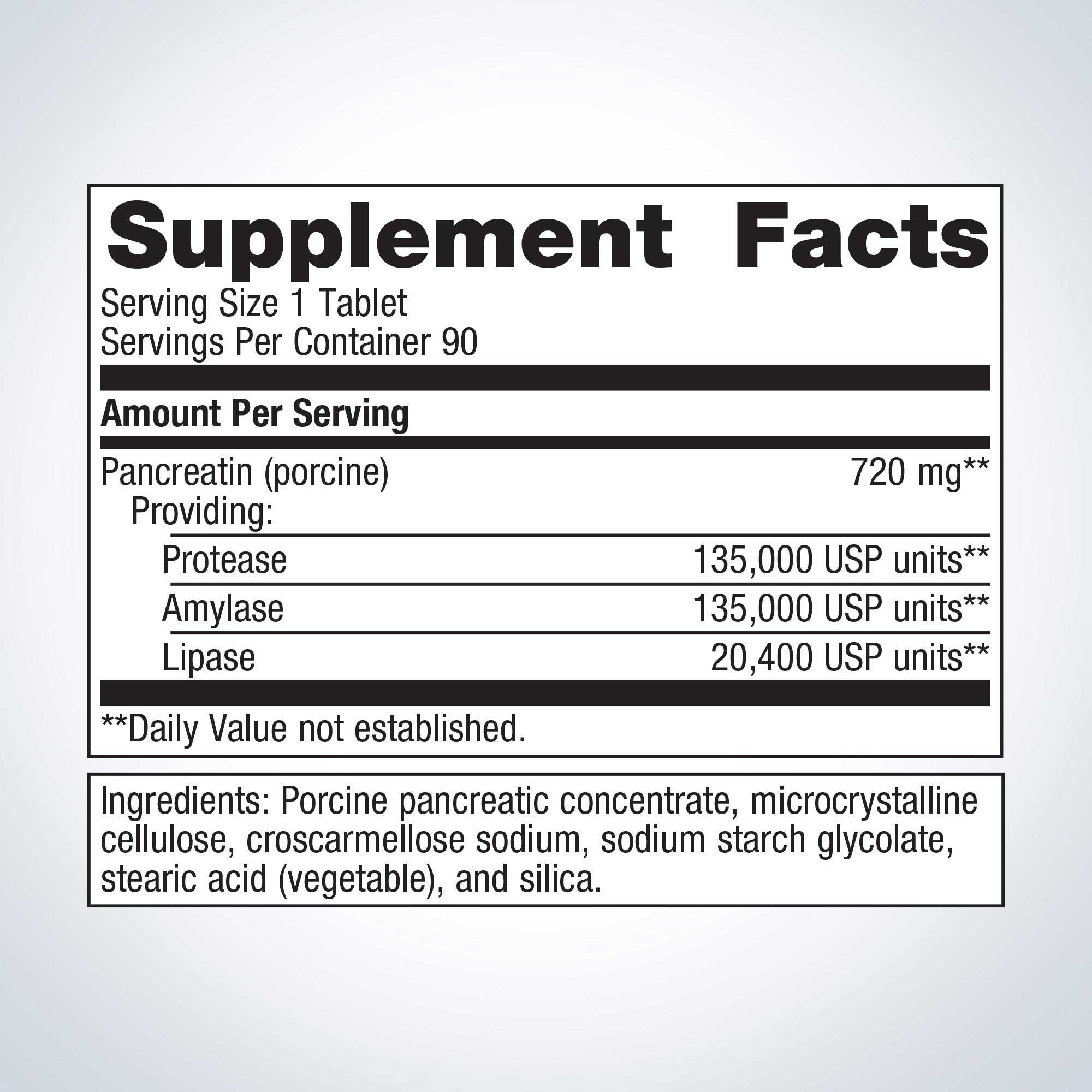 Metagenics SpectraZyme Pancreatic Enzymes Extra Strength Ingredients