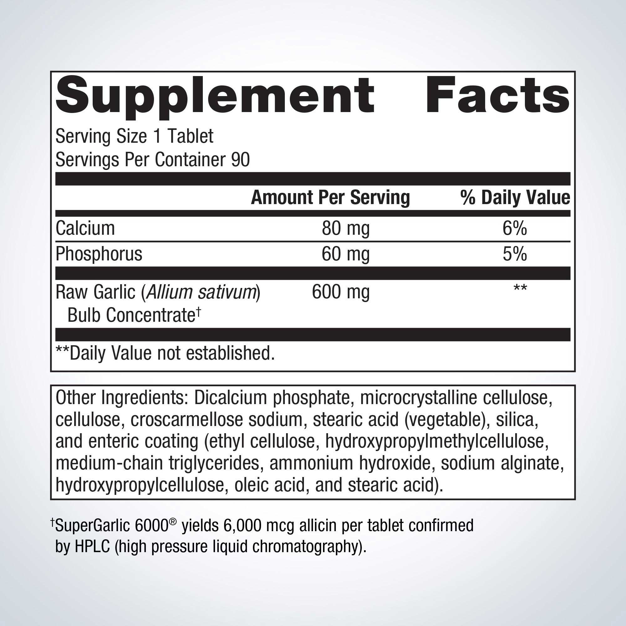 Metagenics SuperGarlic 6000 mcg Ingredients