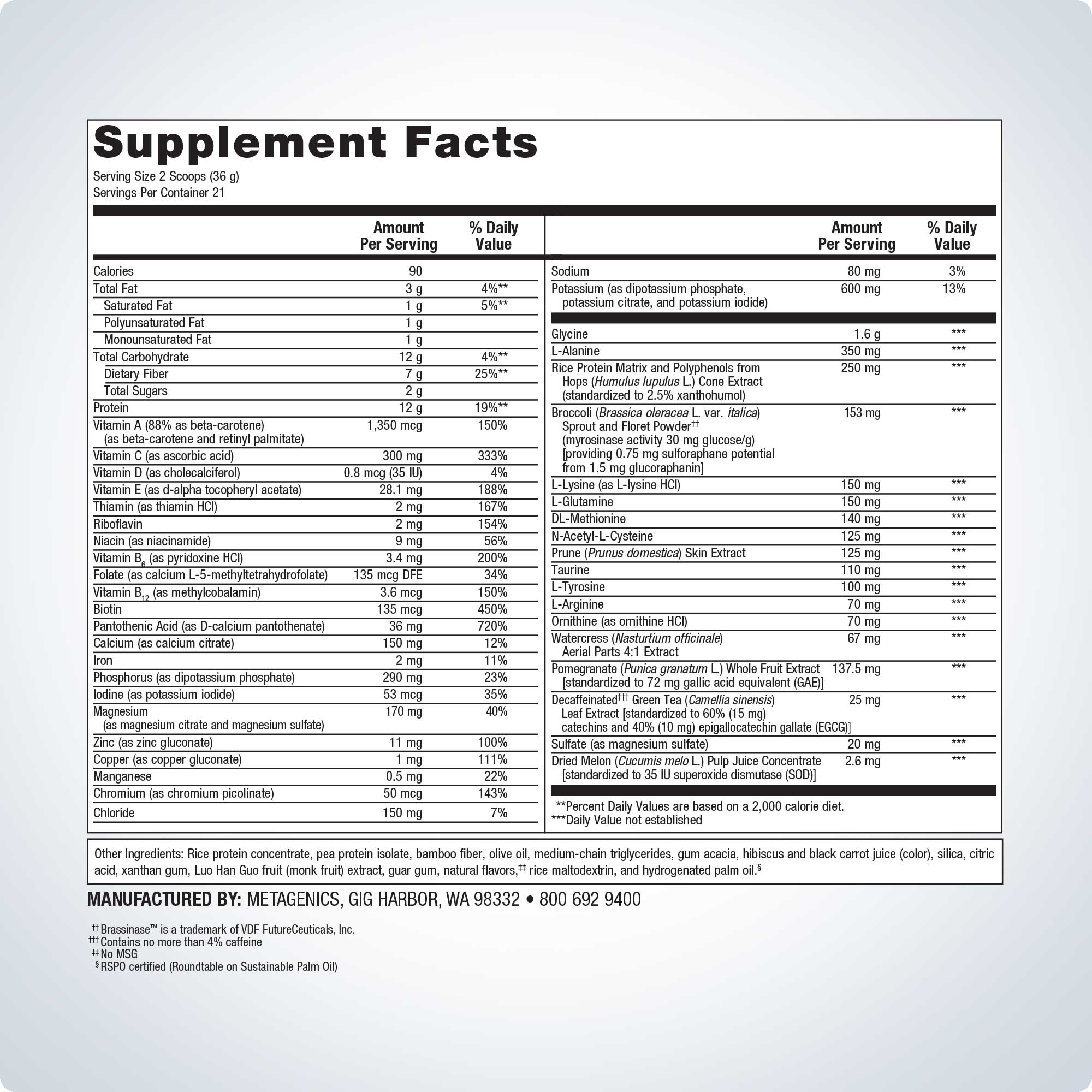 Metagenics UltraClear Renew Detox Powder Ingredients
