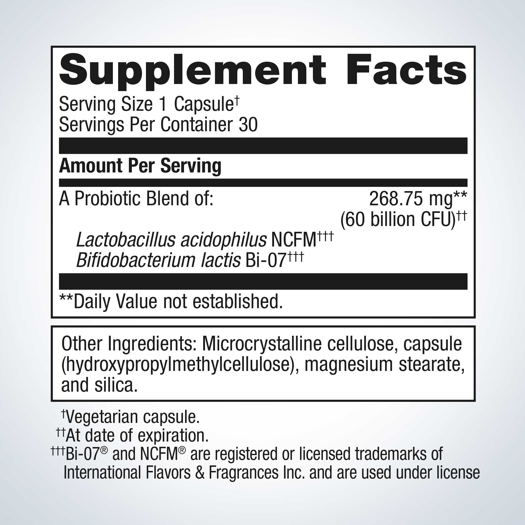 Metagenics UltraFlora IB Probiotic Ingredients