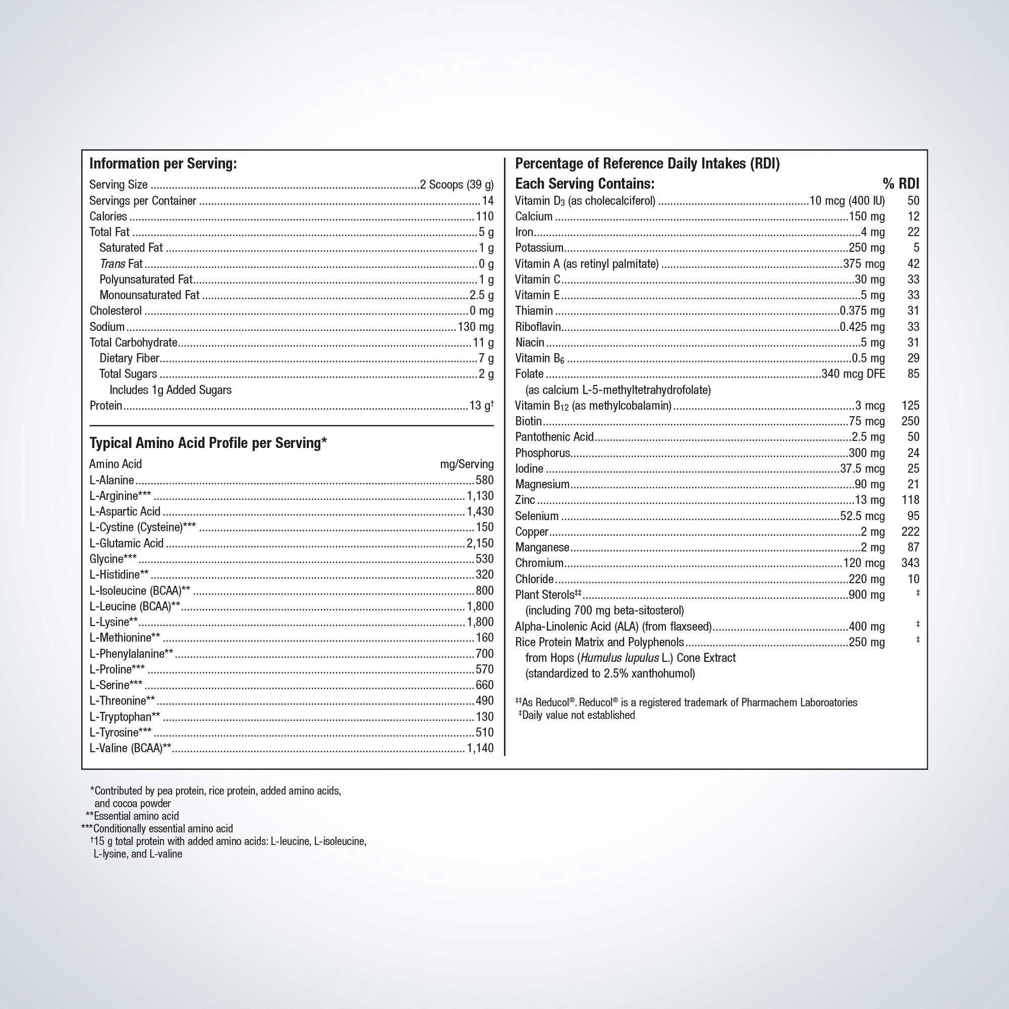 Metagenics UltraMeal Cardio 360 Ingredients