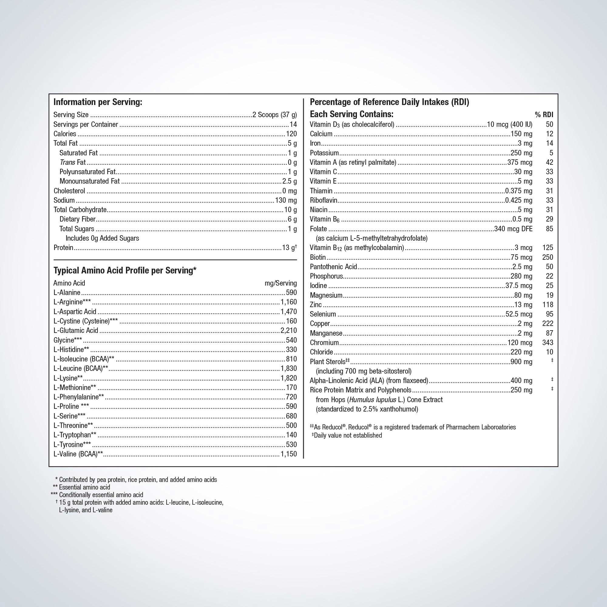 Metagenics UltraMeal Cardio 360 Ingredients