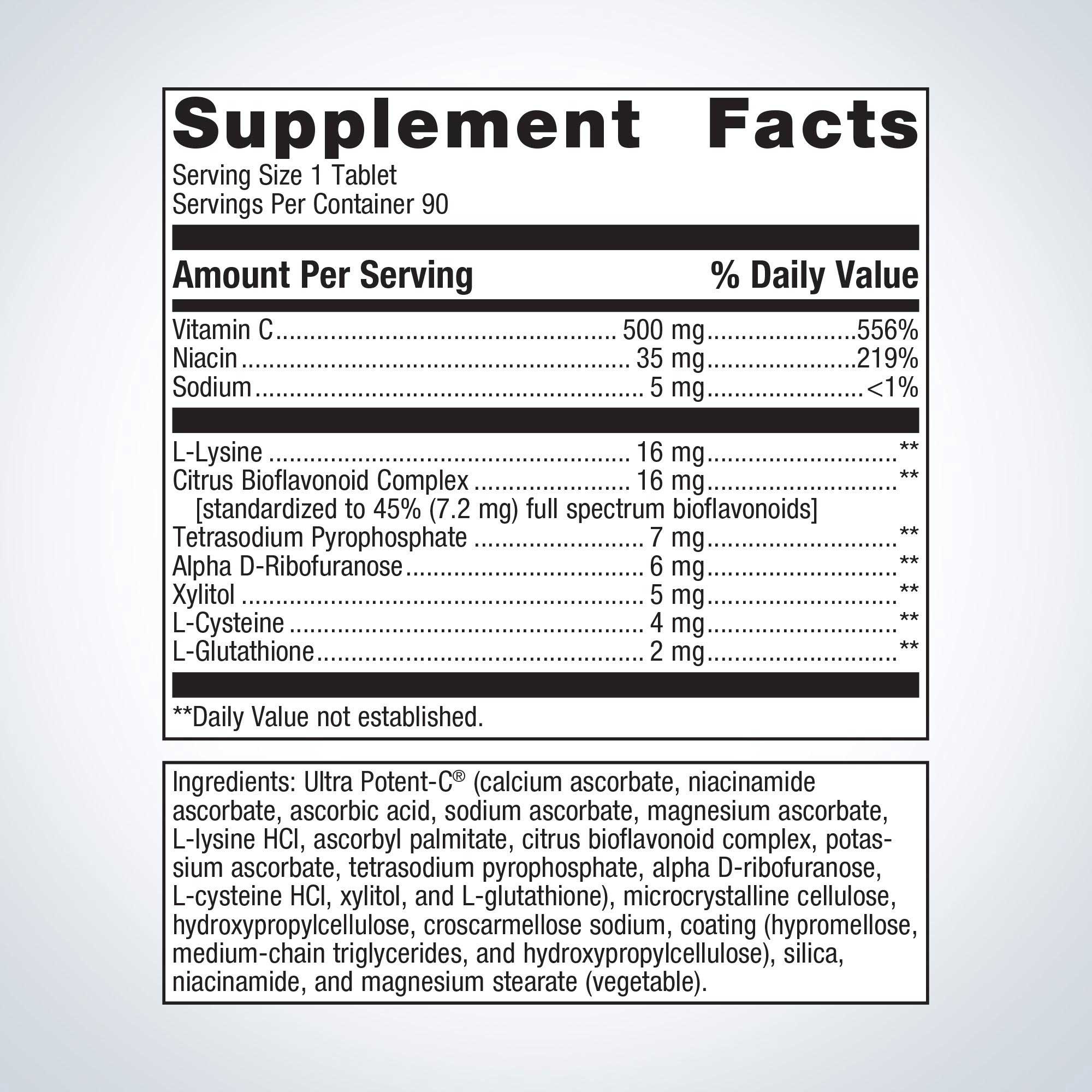 Metagenics Ultra Potent-C 500 Vitamin C Ingredients