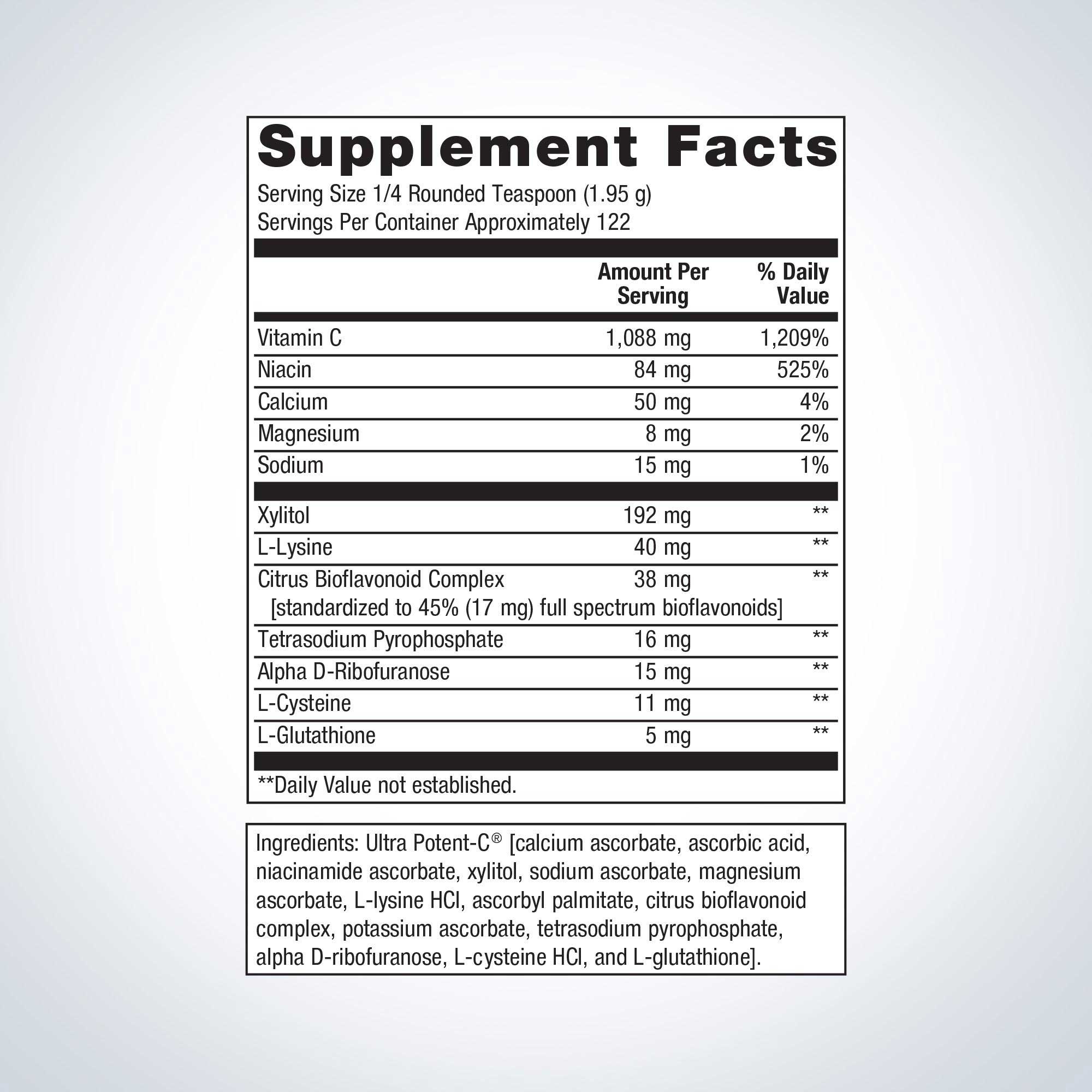 Metagenics Ultra Potent-C Vitamin C Powder Ingredients
