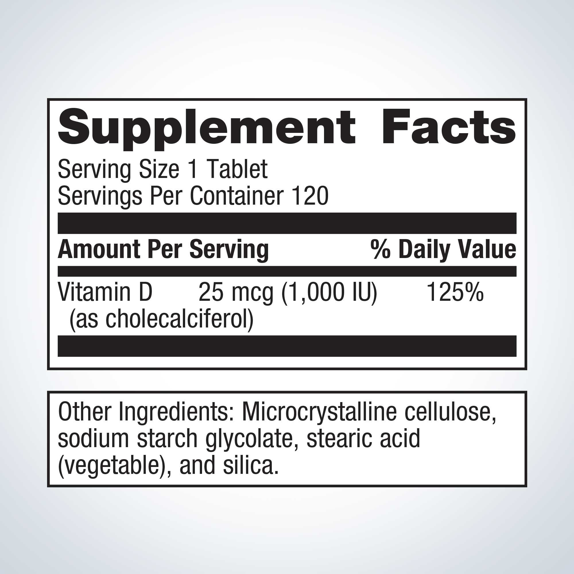 Metagenics Vitamin D3 1000 Ingredients