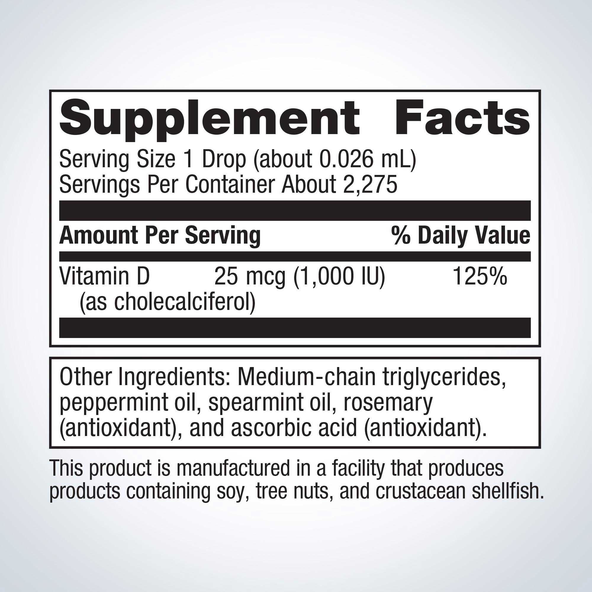 Metagenics Vitamin D3 Liquid Ingredients