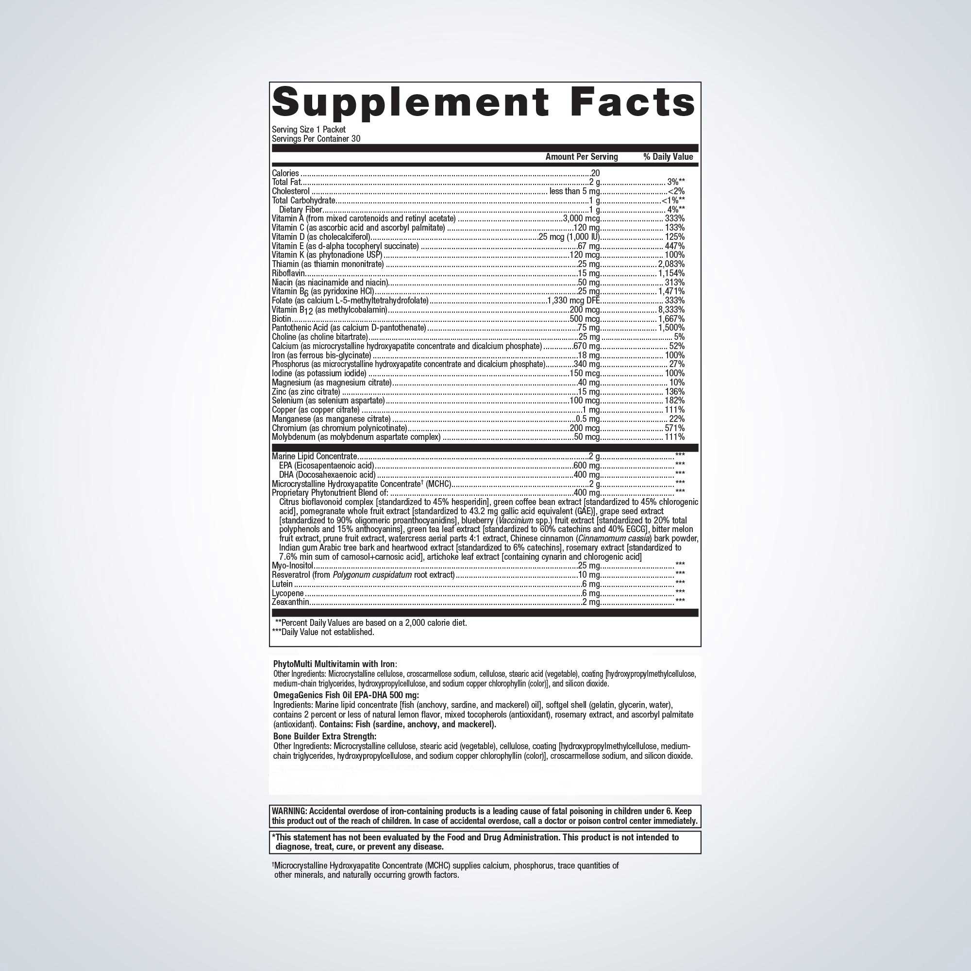 Metagenics Wellness Essentials Women's Daily Packs Ingredients