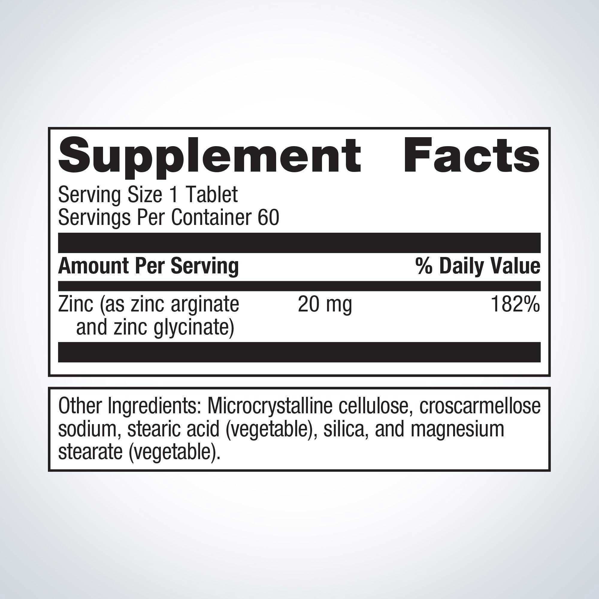 Metagenics Zinc A.G. Ingredients