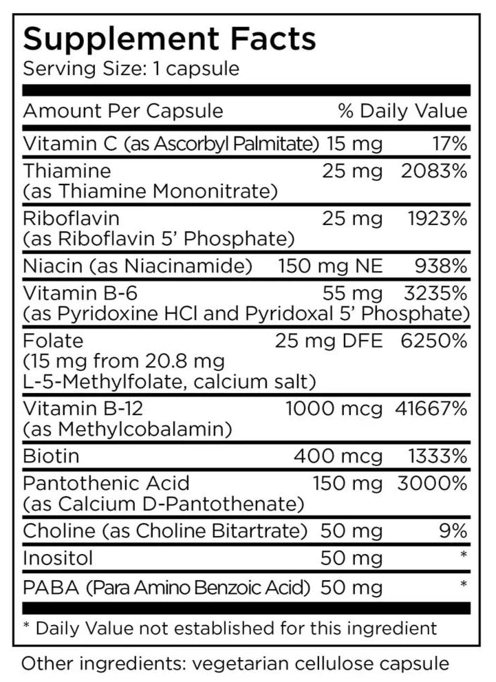 MethylPro B-Complex + L-Methylfolate 15 mg Ingredients