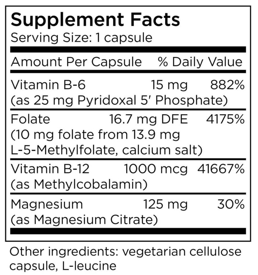 MethylPro Cofactors + L-Methylfolate 10 mg Ingredients