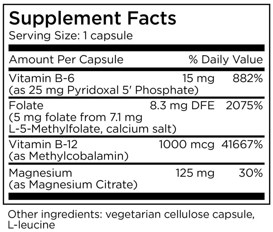 MethylPro Cofactors + L-Methylfolate 5 mg Ingredients