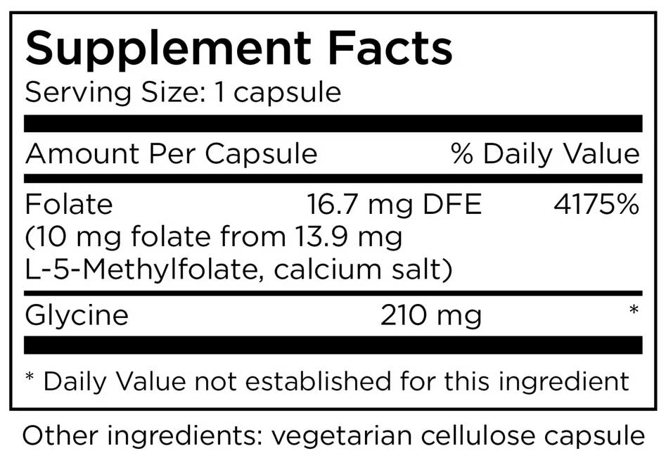 MethylPro L-Methylfolate 10 mg Ingredients