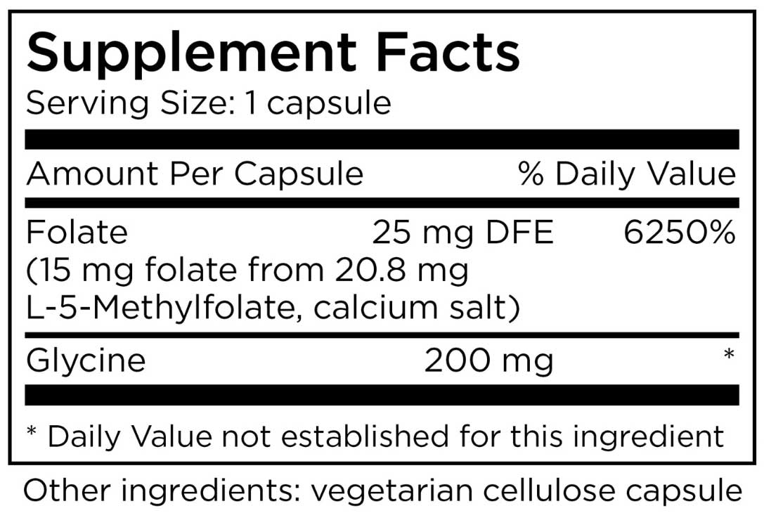 MethylPro L-Methylfolate 15 mg Ingredients