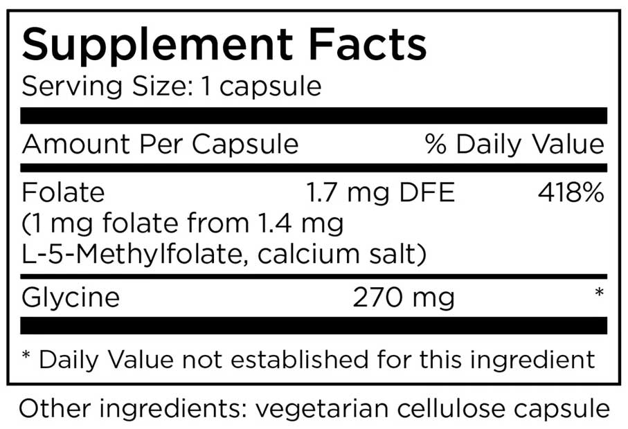 MethylPro L-Methylfolate 1 mg Ingredients