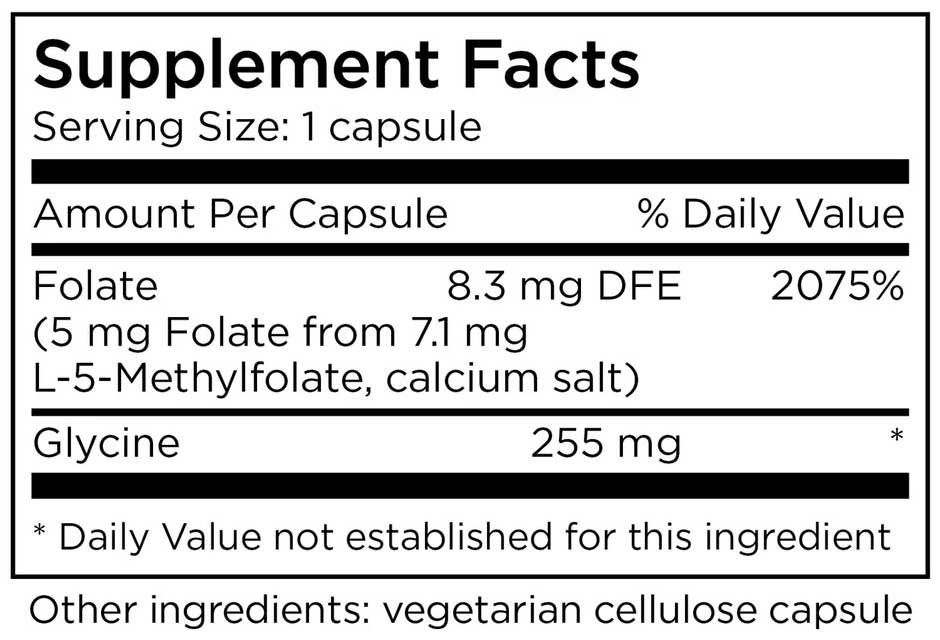 MethylPro L-Methylfolate 5 mg Ingredients
