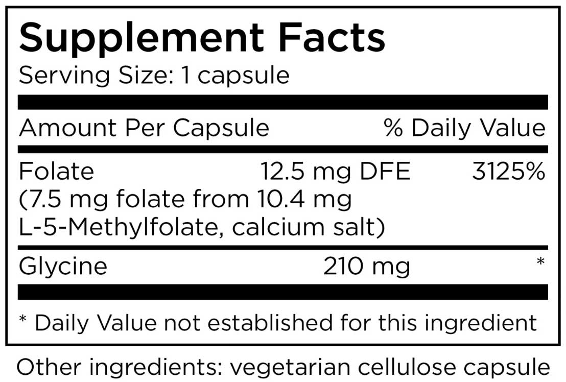 MethylPro L-Methylfolate 7.5 mg Ingredients