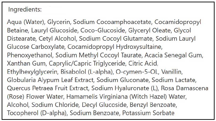 MyChelle Dermaceuticals Ultra Hyaluronic Hydrating Cleanser Ingredients