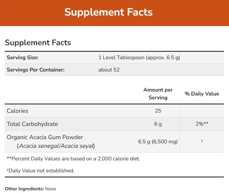 NOW Acacia Pure Powder Ingredients