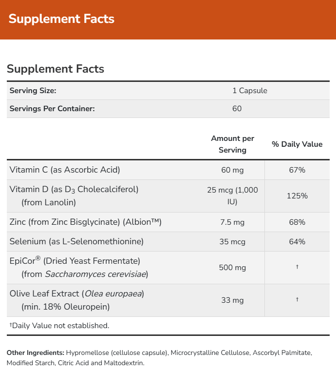 NOW Immune PostBiotic (Formerly EpiCor Plus Immunity) Ingredients