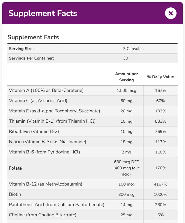 NOW Solutions Hair, Skin & Nails Ingredients