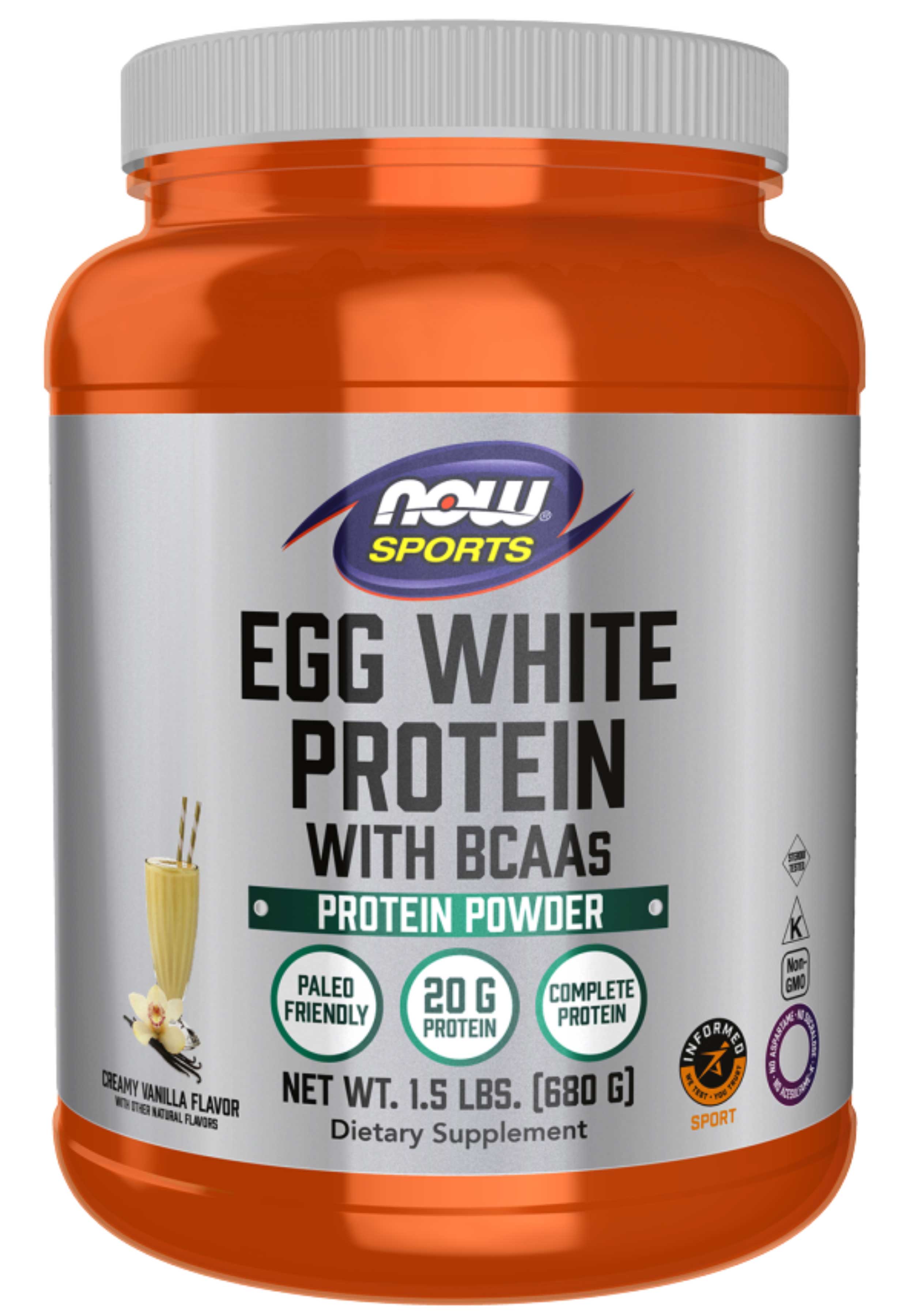 NOW Sports Egg White Protein, Creamy Vanilla
