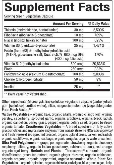 Natural Factors BioCoenzymated Active B Complex Ingredients