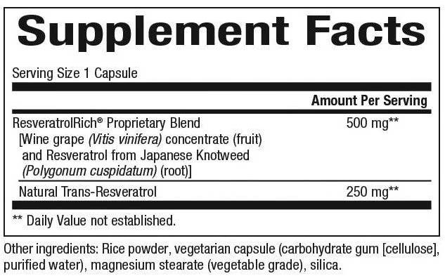 Natural Factors Super Strength Resveratrol Concentrate Ingredients