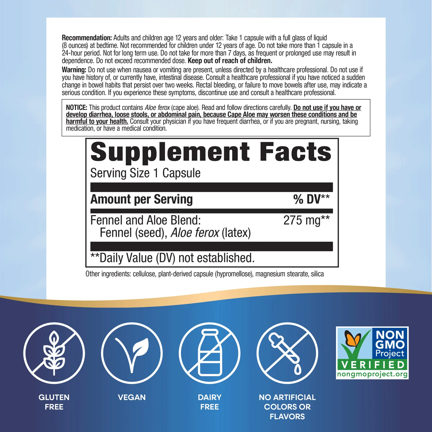 Nature's Way Aloe Latex With Fennel Ingredients